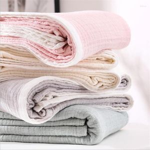 Muslin Yatak Örtüsü toptan satış-Battaniyeler Renk Pamuk Muslin Yatak Örtüsü Ev Tekstil Yetişkin Çocuk Battaniyesi Kanepe Yatak Yataklar için Atma
