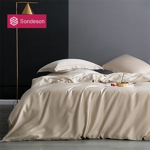 Set di biancheria da letto Sondeson Luxury 100% Seta 25 Momme Set di biancheria da letto Seta Sana Pelle Bellezza Copripiumino Set Lenzuolo Federa Set da letto per adulti 220901