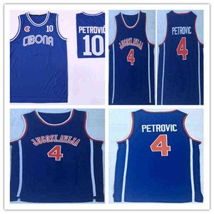 Men's T Shirt's Old Time Cibona Drazen Petrovic #10 Basketball Jersey Blue Navy Drazen Petrovic #4 Jugoslavija Yugoslavia Sti