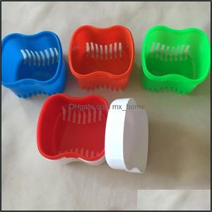 Storage Boxes Bins Simple False Teeth Storage Box With Leachate Layer Plastics Mticolor Denture Case Cleaning Tooth Container 2 2Xya Dhih0