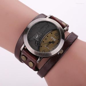 Zegarek zegarek Vintage Watch Watch dwie pętle oryginalna skórzana bransoletka zegarki swobodne kobiety kwarc renogio feminino panie