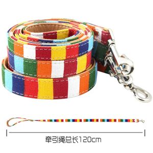 Dog Collars Leashes Pet Supplies Durable Padded Leash for Small Medium Big Dog Personalized Color Stripe Canvas Plus Leather Dogs Lead Training E3