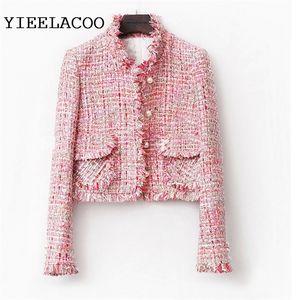 Jaquetas femininas Jaqueta de tweed rosa Spring Autumn Winter Jacket Coat Classic Ladies Wild Wild Ladies Bright Wire Braed Tweed Jacket 220901