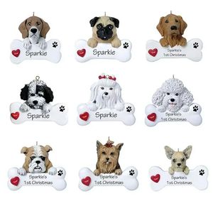 2022 DIY Handwritten Greetings Christmas Tree Decoration Resin Pendant Dog Series Christmas Room Gift