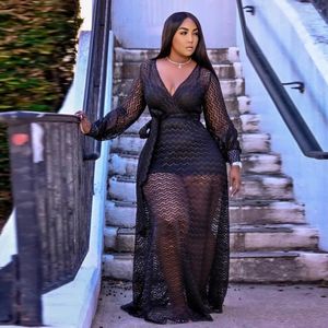 Plus Size Dresses Women Fashion Polyester Mesh Perspective Sexy Dress With Suspender Vest Women's Large Two Piece Set