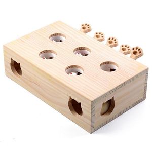 Katzenspielzeug Massives Holzspielzeug Puzzle Interaktives Whack eine Maulwurfsform Hamster Lustige Schachtel für das Spielen von Vorräten Doll302t