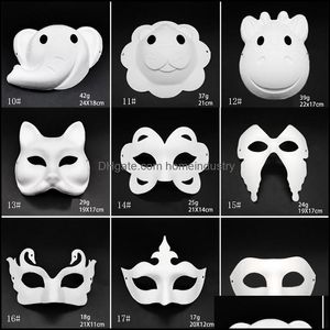 Party Masks Makeup Dance White Masks Embryo Mod Diy Painting Handmade Mask Pp Animal Halloween Festival Party Paper Face Drop Deliver Dhrvk