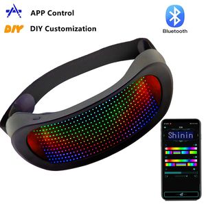 Altri accessori per feste Controllo app Occhiali LED Bluetooth Ridimensionabili Carica USB multilingue Lampeggiante Occhiali da sole luminosi per concerti di Natale 220901