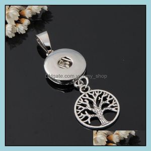 Charms 2 Styles Tree of Life Charms Pendant DIY 18mm utbytbara ingefära snaps knappar smycken halsband tillbehör droppleverans 20 dhvn5