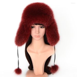 Basker kvinnor riktig päls hatt vinter ryska ushanka varm håller örat
