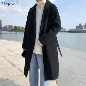 Herrdräkter blazers x-long blandar män solid enkel koreansk stil mode ins casual höst ny all-match bälte design college par populära runway l220902