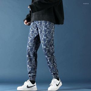 Jeans da uomo ICCLEK 2022 Anacardi Flower High Street Pantaloni da uomo oversize a zampa d'elefante