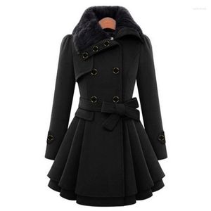 Mulheres de lã feminina Mulheres Moda Moda Moda Grosta Casa De Windbreaker Outwear Lupa Longa Fechamento de Botão Longo