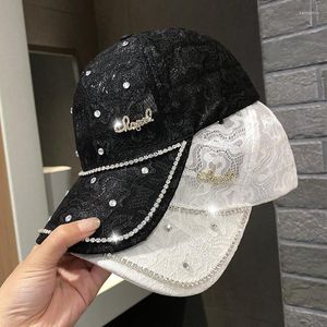 Berretti a sfera 202207-2509093 Ins Drop Estate Strass Lettera Fiore in pizzo Lady Ombra Cappello da baseball Donna Visiera per il tempo libero Cap