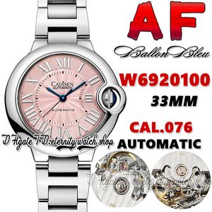 AF WAF6920100 CAL.076 WATCHENCALICAL MECHANICALICAL WATCH 33MM PINK DIAL DIAR ROMAN SARELET SATINGLE