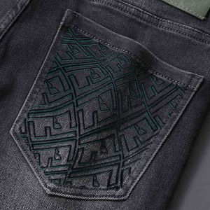 Men's Jeans designer Printed Autumn Grey Black Three-dimensional Stamping Wash Cat Beard High-end Style Casual Pants S54X