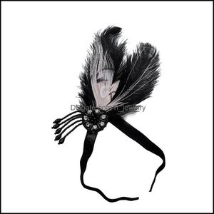 Hairpins Baffle Headband Headdress Black Feather Butterfly Hair Accessory With Crystal Drop Delivery 2021 Jewelry Dhseller2010 Dhwuc