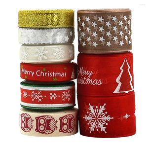 Julekorationer 9 stycken 2 yard blandade grosgrain diy band för bröllop xmas trädpartindekor presentförpackning utsmyckningar