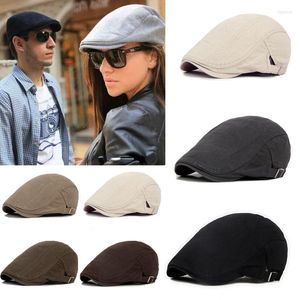 Berets Men Cotton Cotton Summer Summer Style Sboy Beret Hat Retro England Male Sun Hats Peeded Painter Caps for Dad