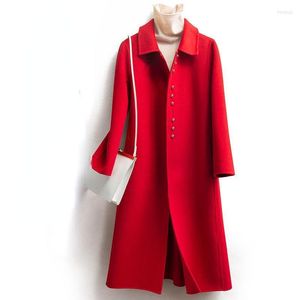 Lana da donna Miscele da donna Donna Casual Giacche calde Donna Manica lunga Autunno Inverno Cappotto Donna Moda Cappotto monopetto