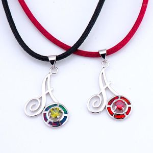 Pendant Necklaces Fashion Silver Plated Bohemia Women Birthday Party Garnet Peridot Fire Opal Leather Cord Rope Chain Necklace OP040