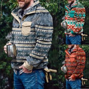 Heren Hoodies Preppy Sweatshirt Heren Winterjas Fleece pullover jassen knopkraag warme trui zacht 13