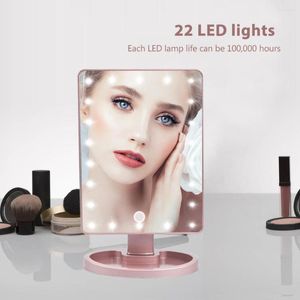 Compact Mirrors 22 LED Lights Touch Screen Makeup Mirror 1X 10X Magnifying Vanity 16 Bright Adjustable USB Or Batteries Use