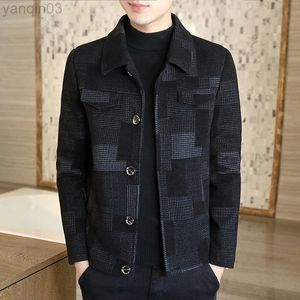 Abiti da uomo Blazer 2021 Giacca scozzese da uomo Autunno/Inverno Nuova moda coreana Casual Slim più spessa Giacca di lana calda Giacca da uomo di alta qualità L220902