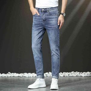 Мужские джинсы молодежь корейская версия Elastic Slim Fit маленькие бренды для ног длинные брюки лето тонкие