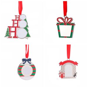 Sublimation Blank Christmas Accessories White Mental Decoration Heat Transfer Santa Claus Pendant DIY Christmas Tree Ornaments Gifts LYX123