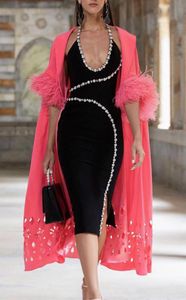 Beadings Woman Lady Hanter Pasek Seksowne sukienki głębokie v szyja Grace Designer imprezowy sukienki wieczorowe pensje ys30175