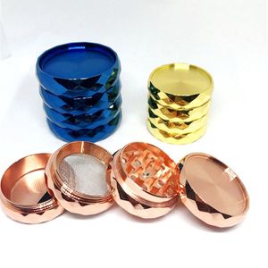 42mm Metal Grinder Smoking Grinder Teeth Herbal Rainbow Diamond Tobacco Grinders Crusher Colorful Rose Gold Blue Herb 4 Layer Cylindrical Shape Pretty Cigarette