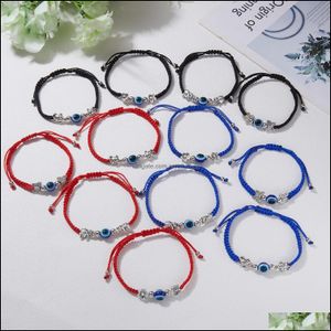 Charm Bracelets Blue Evil Eye Charm Braided Rope Chains Bracelets For Women Men Turtle Elephant Hamsa Hand Red String Ba Dhseller2010 Dhswo