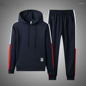 Erkek Trailtsits Blue Hoodies Erkekler Trailsuit Bahar Sonbahar Çizgili Spor Giyim 2022 Marka Giyim Erkekler Set Hoodie Pants 2 PCS Moda