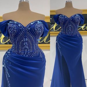 2022 Arabic Aso Ebi Mermaid Sexy Prom Dresses Sequined Lace Evening Formal Party Second Reception Birthday Engagement Bridesmaid Gowns Dress ZJ431