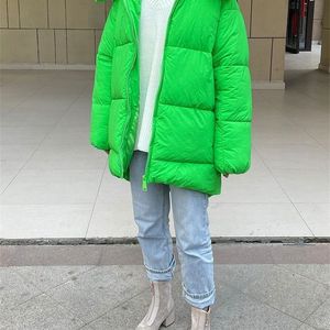 Womens Down Parkas Womens Winter Parkas Hoodie Green Jacket Coat Zip Up Thick Puffer Coat Woman Cotton Padding Winter Jackets For Women Puffer 220902