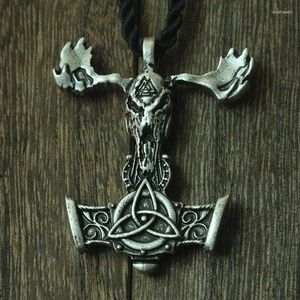 Anhänger Halsketten Lanseis 10 stücke Viking Schädel Mjolnir Ziege Kopf Charme Männer Halskette Valknot Talisman Symbol Schmuck