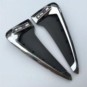 ل BMW X5 F15 ABS Side Wing Air Vent Decorative Stickers Front Fender Side Side Trim Blackchrome2645353G