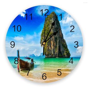 Настенные часы лодка пляж морские часы современный дизайн