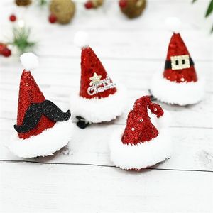 Decorações de Natal Decorações de Natal Plexh Red Hat Hairpins Elk Deer Decor Glitter Hair Clips Santa Claus Christmas Fantaspéia de cabelo Acessórios de cabelo 220901