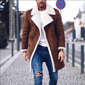 Men's Suits Blazers Fashion Men Faux Fur Lamb Wool Trenchcoat Winter Warm Thicker Jacket Wool Peacoat Long Parka Overcoat Tops L220902