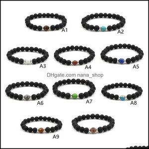 Charm Bracelets Natural Cross Black Lava Stone Beads Elastic Bracelet Essential Oil Diffuser Bracelets Volcanic Rock Bea Dhseller2010 Dhdbz