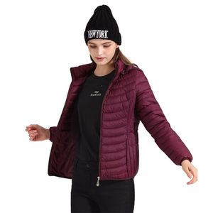 Womens Down Parkas Santelon Winter Women Women Warm acolchoado Puffer Jacket Casat Ultralight Outdoor Roupas Outwear Slim Short Parka Portable Store na bolsa 220902