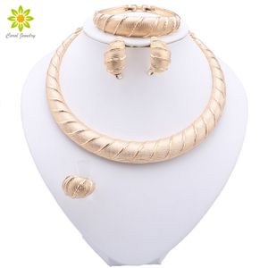 Dubai African Bride Jewelry Set For Women Gold Plated Halsband Ring￶rh￤ngen