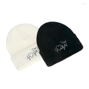 Beretas de malha Kpop estilo lã de lã bordado bordado quente confortável casual inverno meninos meninas crochê crochê chapéu