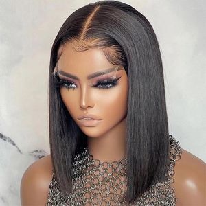 Fuduete Straight Lace Front Wig Short Bob Human Hair Wigs For Black Women Blunt Cut Brazilian 4x4 Closure Remy