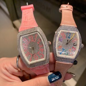 11 stili orologio argento da mm36 mm pietre cz ghiacciate uomini donne orologi diamanti in pelle rosa cinghia al quarzo movimento di lusso in vetro orologio da polso zirconia