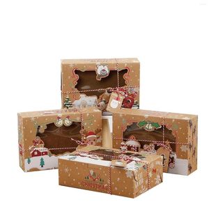 Gift Wrap Christmas Kraft Paper Packaging Box Window Cookie Human Shaped Gingerbread Folding