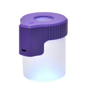 Röker färgglada bärbar USB LED-belysning förstorare multifunktion torr ört tobak krydda kvarn tätning lagring burkar container glas flaska stash fodral dhl