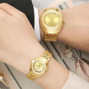 Designer Watch Quartz Wristwatches Golden Men Luxury Women Watches Gold Bracelet Wrist Full Steel Fashion Creative Female Male Clock Gift 2022